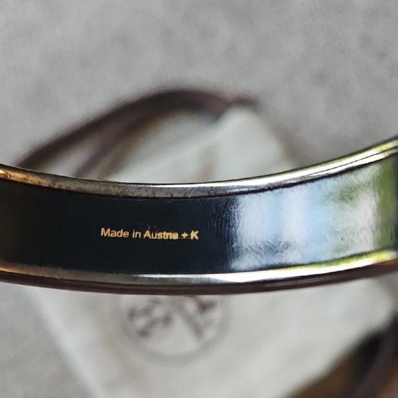 Hermes Silver Red Logo Bangle Bracelet W/Dustbag - Picture 5 of 6